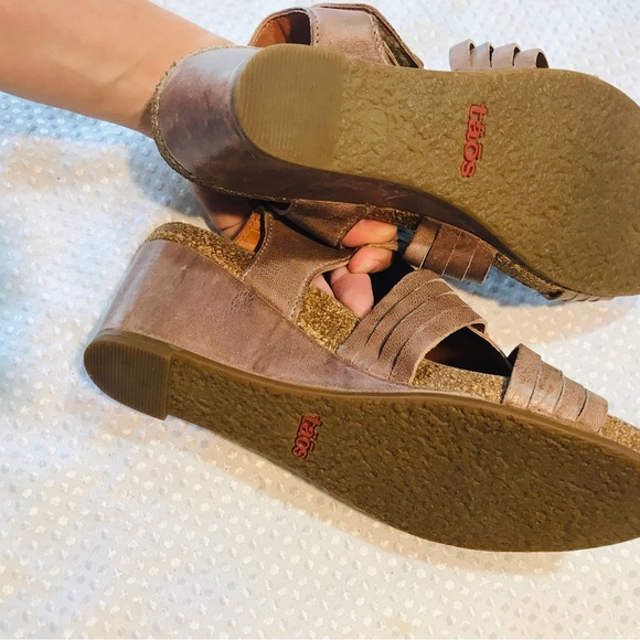 Taos Sandals Women Weave Slingback Strappy Beige Leather Wedge Heels - Picture 9 of 13